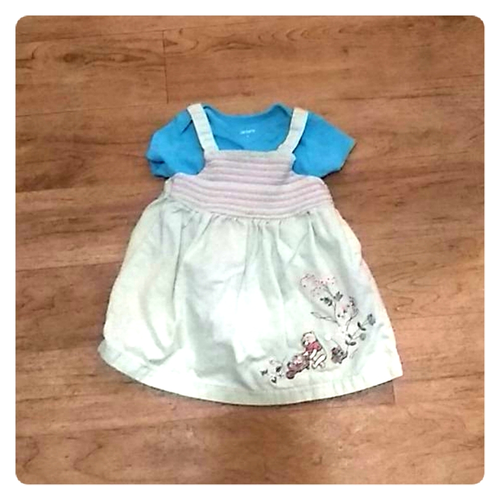 Winne Pooh sun dress with blue Carter's onesie